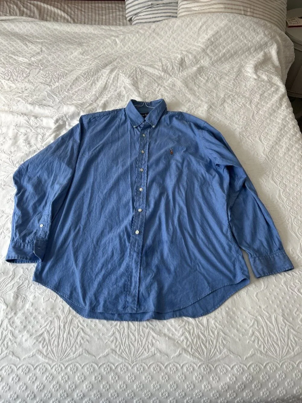 Ralph Lauren Men's Yarmouth Blue Pinpoint Oxford Button-Down Shirt 16.5/35